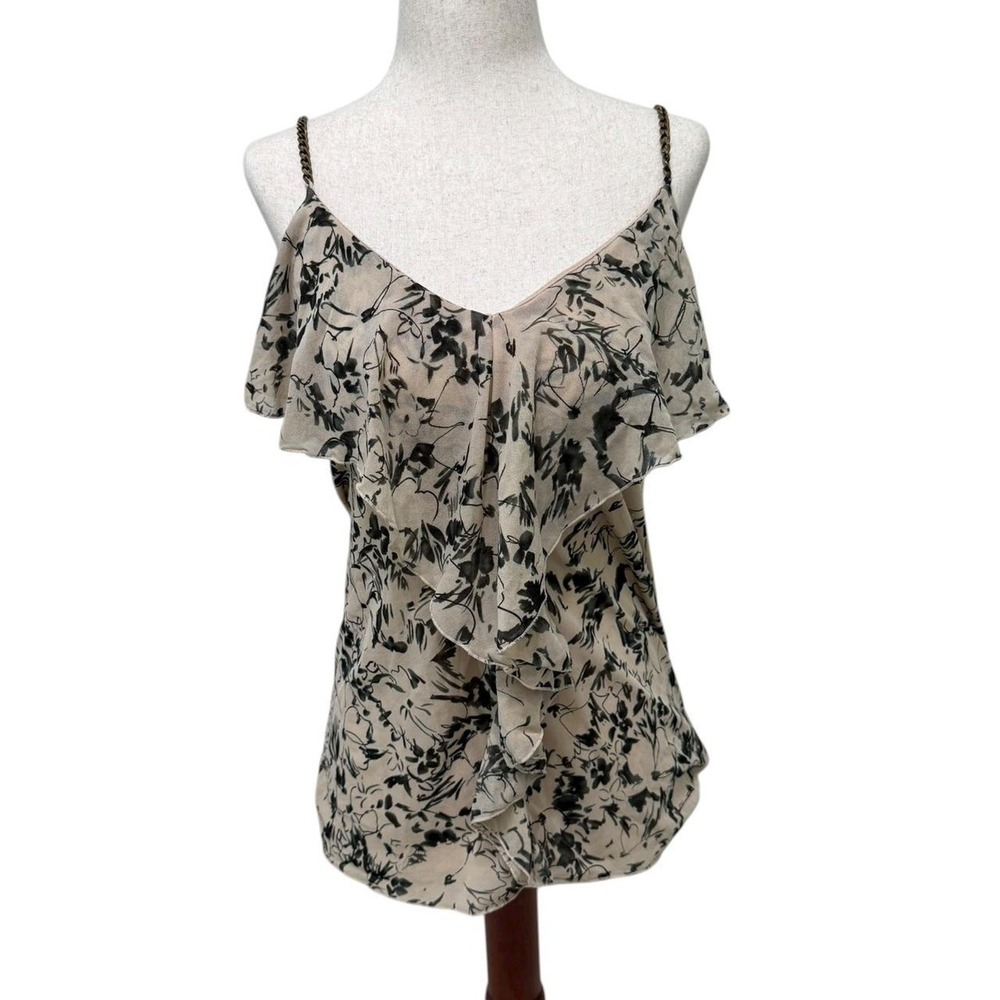 Express Chain link Strap‎ Floral Ruffle Cami Top S Y2K Soft Grunge Vintage